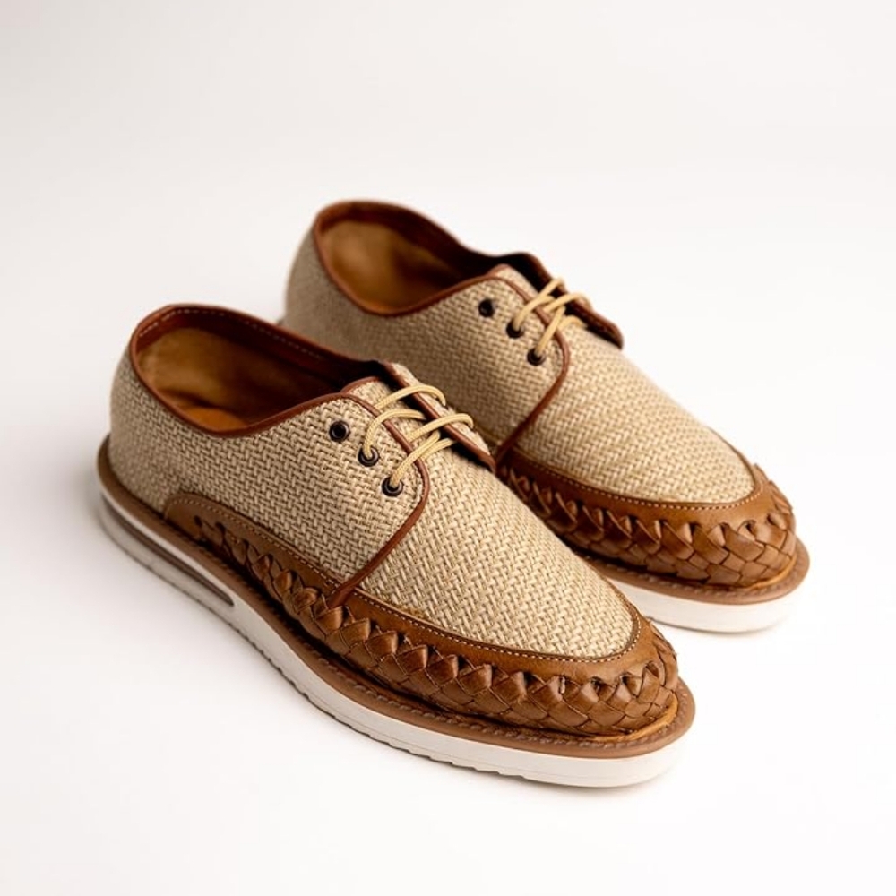 NWB Mexico en la Piel Handmade Leather‎ and Jute Huarache Shoes Men Size 8